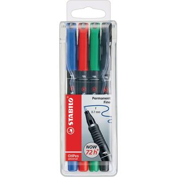 Stabilo OHPen Universal Permanent Marker Fine Tip Pack of 4 Assorted Colour