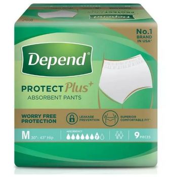 Depend Protect Plus Pants Medium 9pcs