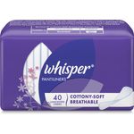 Whisper Pantiliners Cottony Soft Breathable Unscented 40 Pads