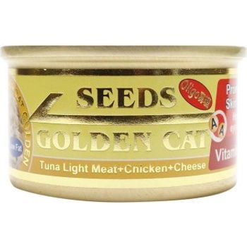 Seeds Golden Cat Canned Food Tuna Light Meat Chicken And Cheese 80g