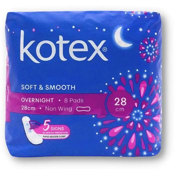 Kotex Soft And Smooth Overnight Non Wing 8 Pads 28cm