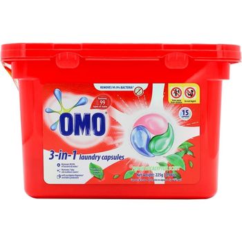 OMO 3 In 1 Fresh Eucalyptus Laundry Capsules Pk15
