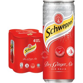 Schweppes Carbonated Dry Ginger Ale 4 x 320ml