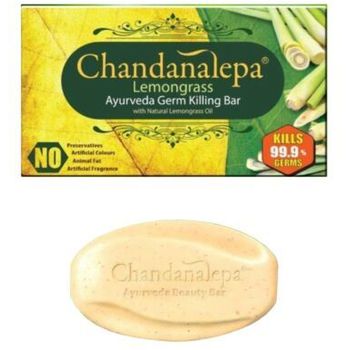 Chandanalepa Soap Bar Natural Lemongrass Ayurveda Germ Killing Beauty Soap 100g x 3pcs
