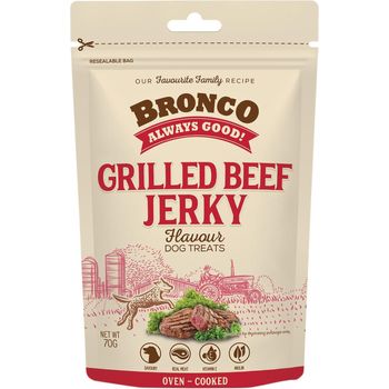Bronco Jerky Dog Treat Grilled Beef 70g