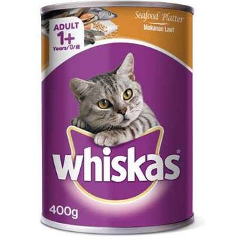 Whiskas Adult Canned Cat Wet Food Seafood Platter Flavor 400g