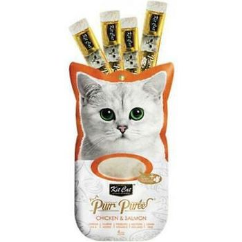 Kit Cat Purr Puree Chicken And Salmon Cat Treats Sachets 4x15g