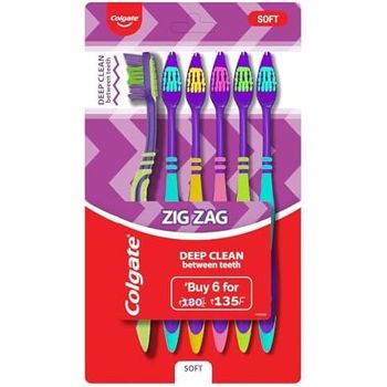 Colgate ZigZag Soft Bristle Toothbrush 6pcs