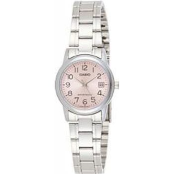 Casio #ltp-v002d-4b Women's Standard Stainless Steel Pink Dial Date Watch