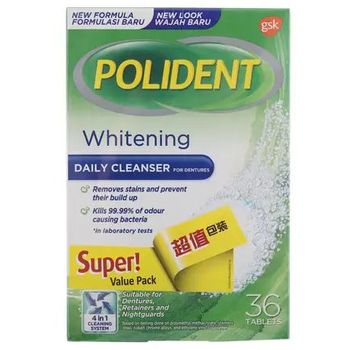 Polident Denture Overnight Whitening Cleanser 36pcs
