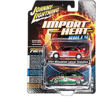 Johnny Lightning Johnny Lightning 2-Pack Special Import Heat Mitsubishi Lancer Evolution & Honda Civic 1/64 Diecast Car