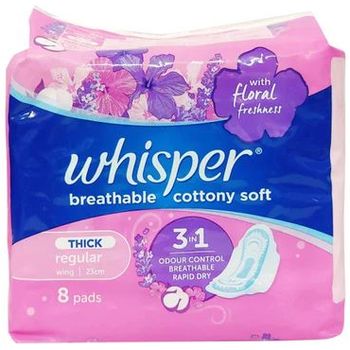 Whisper Regular Flow Cottony Soft With Wings 8's