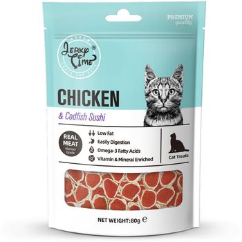 Jerky Time Chicken Jerky with Codfish Sushi for Cat 80g
