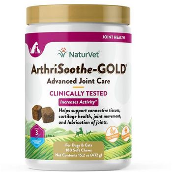 NaturVet ArthriSoothe-GOLD Advanced Joint Care For Dogs & Cats (180 Soft Chews)