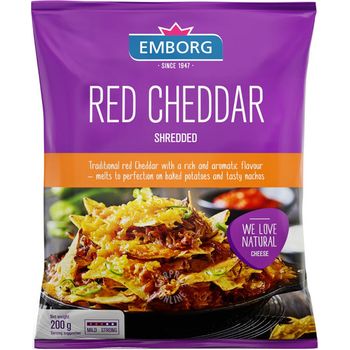 Emborg Red Cheddar Shredded Cheese 200g