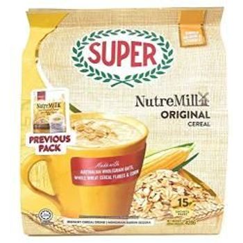 Super Nutremill 3in1 Instant Original Cereal Wholegrain Oats Flakes Corn 15 Sachets 420g