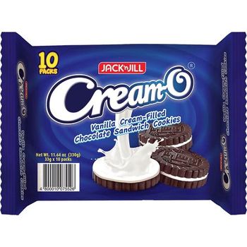 Jack 'n Jill Cream-O Vanilla Cream-Filled Chocolate Sandwich Cookies 30g