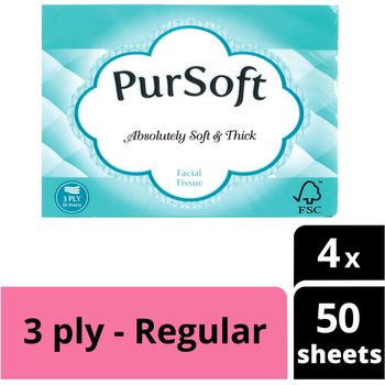 PurSoft Facial Tissue Travel Pack 3ply