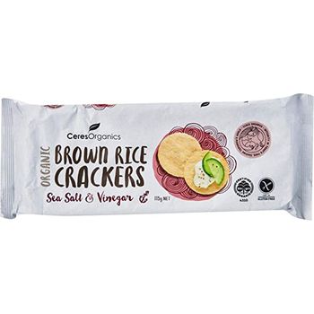 Ceres Organics Brown Rice Crackers Sea Salt And Vinegar 115g