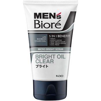 Biore Men Bright Oil Clear Charcoal Facial Scrub 100g
