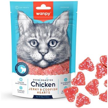 Wanpy Chicken Jerky and Codfish Hearts Cat Treats  80g
