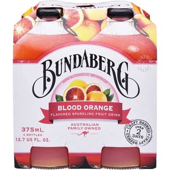 Bundaberg Sparkling Fruit Bottle Drink Blood Orange 4 x 375ml