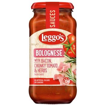 Leggo's Bacon Flavour Bolognese Chunky Tomato & Herbs Pasta Sauce 500g