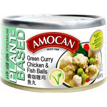 Amocan Plant-Based Green Curry Chicken & Fish Balls 200g