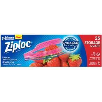 Ziploc Storage Bag Quart 25s
