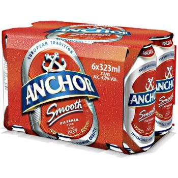 Anchor Smooth Pilsener Beer Can 6 Pack 323ml