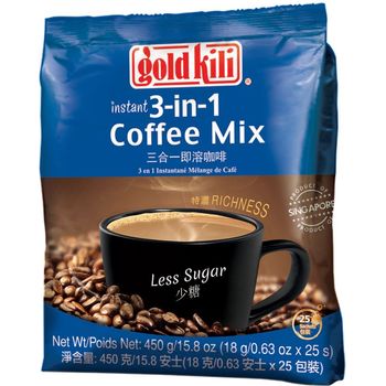 Gold Kili 3 in 1 Coffee Mix Less Sugar 25pcs 18g