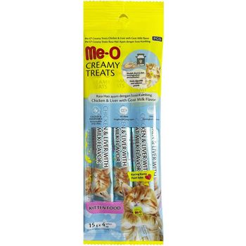 Me-O Creamy Cat Treats Kitten Chicken Liver With Goat Milk 4x15g