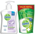 Dettol Liquid Sensitive Handwash 200ml with Free Dettol Original Liquid Hand Wash Pouch 175ml