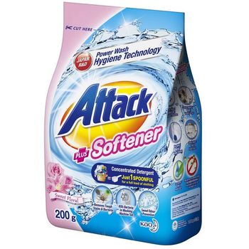 Attack Powder Detergent Plus Softener Sweet Floral 200g