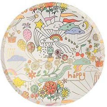 Meri Meri Happy Doodle Large Paper Party Plates X 8