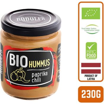 Rudolfs Organic Hummus with Paprika And Chili 230g