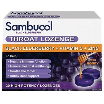 Sambucol Black Elderberry For Throat 20 Lozenges