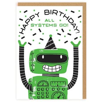 Ohh Deer Happy Birthday Robot Greeting Card