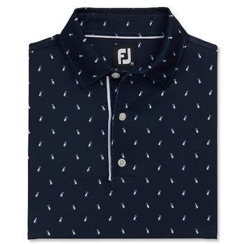 FootJoy Golf Bag Print Lisle Self Collar Navy / White