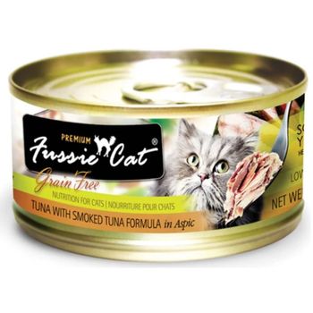 Fussie Cat Premium Tuna With Smoked Tuna In Aspic Grain-free Wet Cat Food 80g