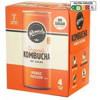 Remedy Organic Kombucha Mango Passion 4 x 250ml