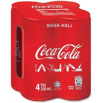 Coca Cola Original Less Sugar 4 Packs x 320ml
