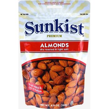 Sunkist Dry Roasted And Light Salt Almonds 140g