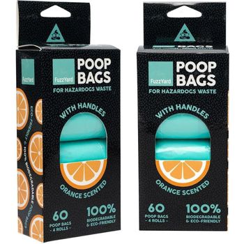 FuzzYard Orange Scented Poop Bag With Handles 60 Bags