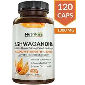 Nutririse Organic Ashwagandha Root With Black Pepper Capsules 120ct 1300mg Natural Stress Mood Relief Sleep Aid Thyroid Support Supplement Ayurvedic Nootropic For Focus Energy