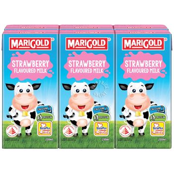 Marigold Uht Packet Milk Strawberry 6 x 200ml