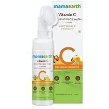 Mamaearth Vitamin C Face Wash With Foaming Silicone Cleanser Brush Powered By Vitamin C Turmeric 150ml