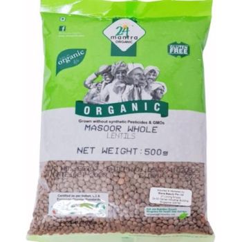 24 Mantra Organic Masoor Whole Brown With Skin