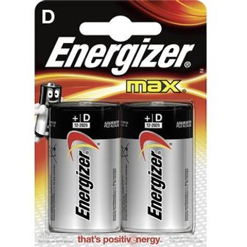 Energizer, Primary Battery, Alkaline, D, 1.5V, MAX, 2 pieces
