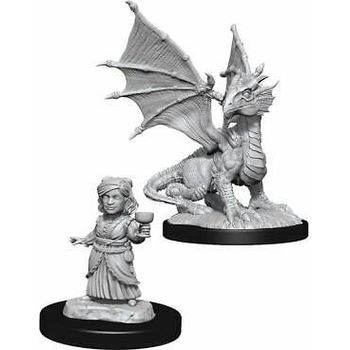Wizkids Silver Dragon Wyrmling & Halfing Dragon Friend